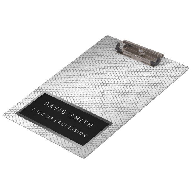 Elegante 2in1 Luxury Silver Metal Business Card & Klemmbrett (Schrägansicht)