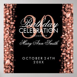 Elegante 30. Geburtstag Party Glitzern Rose Gold Poster