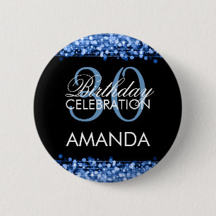Elegante 30. Geburtstags-Party-Glitzern blau Button
