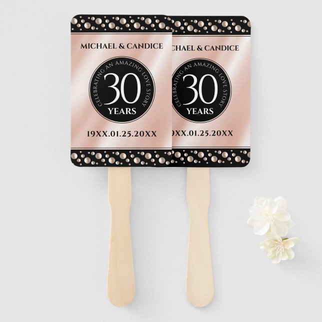 Elegante 30. Geburtstagsfeier der Perlen Fächer (Vorne und Hinten)