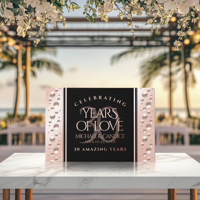 Elegante 30. Geburtstagsfeier der Perlen Gästebuch (EO 30th Pearl Wedding Anniversary 9x6-inch Foil Guest Book Cover Photo)