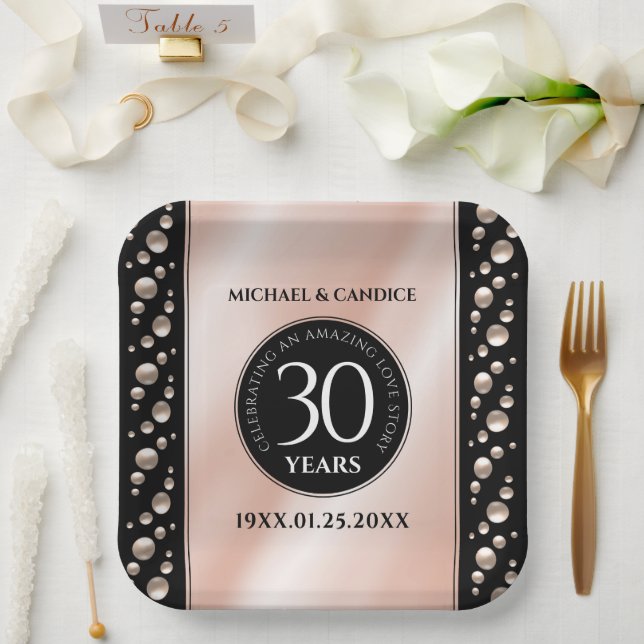 Elegante 30. Geburtstagsfeier der Perlen Pappteller (Hochzeit)
