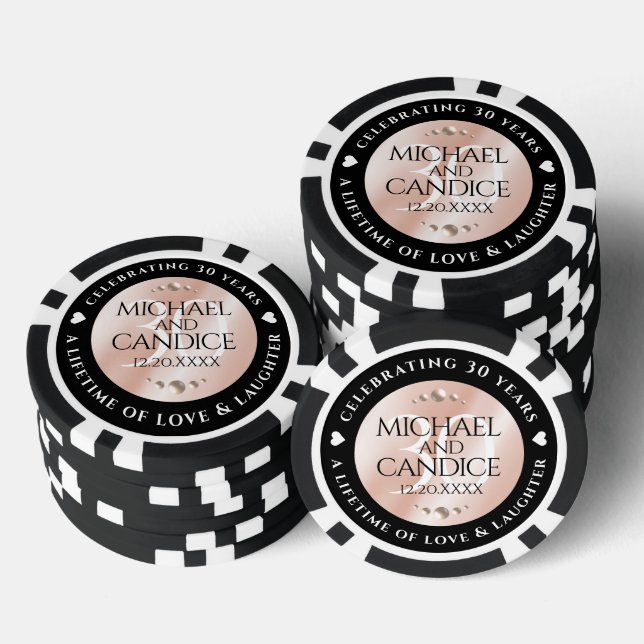 Elegante 30. Geburtstagsfeier der Perlen Pokerchips (Stapel)