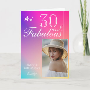 Elegante 30. Geburtstagsfoto-Vorlage Anpassbar Karte