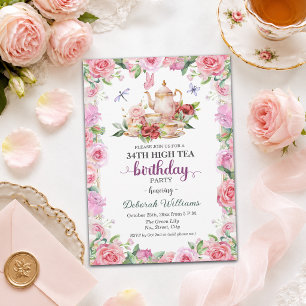 Elegante 34. Geburtstags-High-Tea-Party Einladung