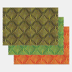 Elegante 3 Farben Gold Art Deco Diamant #1 DIY BG Geschenkpapier Set