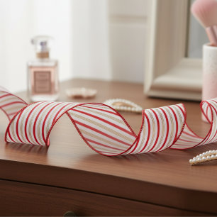 Elegante 3" rote und goldene Candy-Cane-gestreifte Ripsband