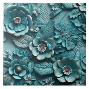 Elegante 3D Floral Relief Fliese