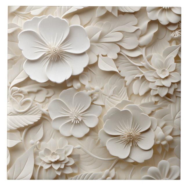 Elegante 3D Floral Relief Fliese (Vorderseite)