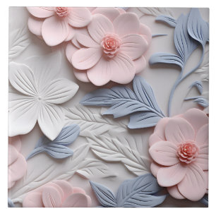Elegante 3D Floral Relief Fliese