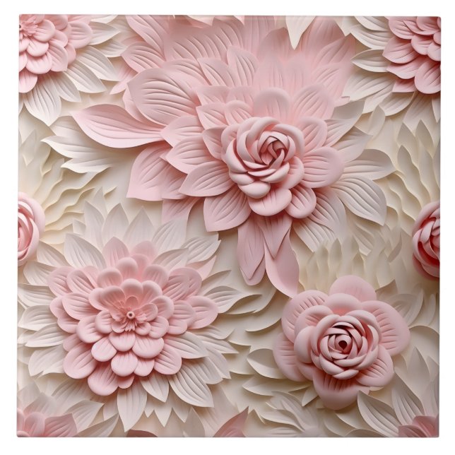 Elegante 3D Floral Relief Fliese (Vorderseite)
