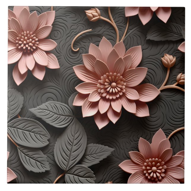 Elegante 3D Floral Relief Fliese (Vorderseite)