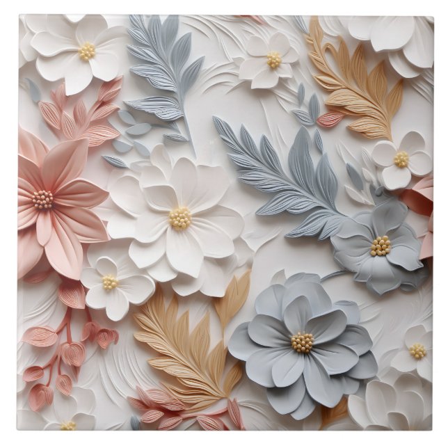 Elegante 3D Floral Relief Fliese (Vorderseite)