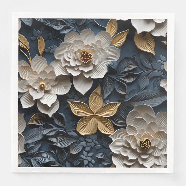 Elegante 3D Floral Relief Serviette (Vorderseite)
