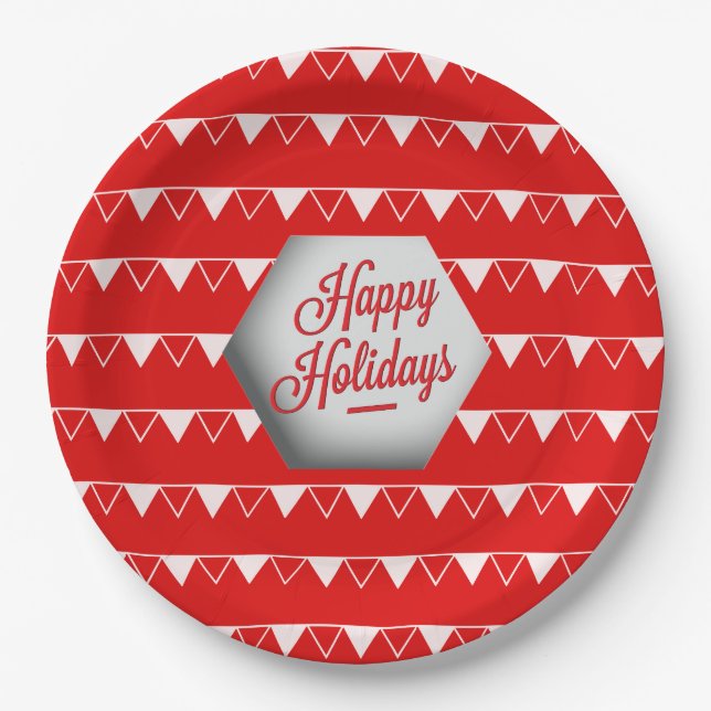 Elegante 3D Happy Holidays Pappteller (Vorderseite)