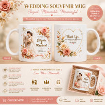 Elegante 3D-Hochzeitstassen-Souvenir | Personalisi