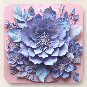 Elegante 3D-Papierblumenanordnung in Pastelltönen Getränkeuntersetzer
