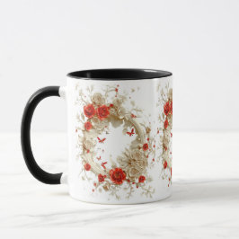 Elegante 3D-Rose, Bienen und botanische Schönheit Tasse
