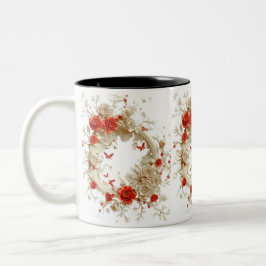 Elegante 3D-Rose, Bienen und botanische Schönheit Zweifarbige Tasse