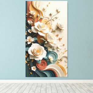 Elegante 3D-skulpierte Rose Leinwanddruck