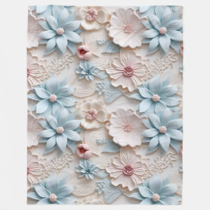 Elegante, 3D-Stilftige Flora Relief Pastel Fleecedecke