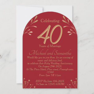 Elegante 40. Rubin-Hochzeitsfeier Einladung