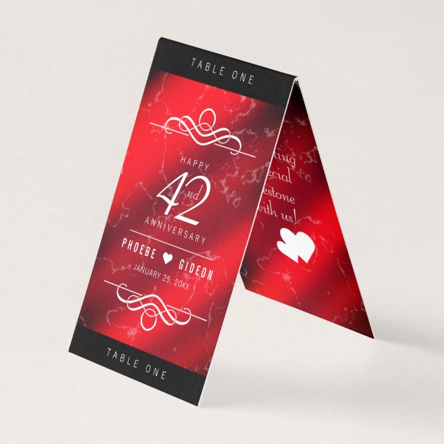 Elegante 42. Jasper Wedding Anniversary Table Card (Vorderseite)