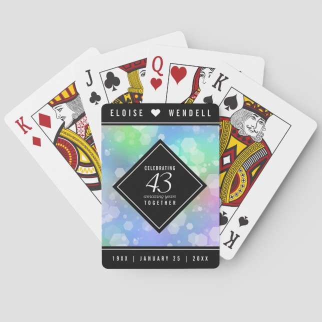 Elegante 43. Hochzeitstag Spielkarten (Rückseite)