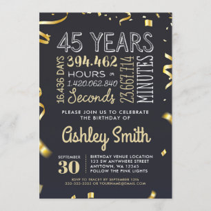 Elégante 45e anniversaire Invitation Parties scint