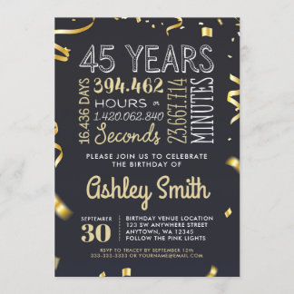 Elégante 45e anniversaire Invitation Parties scint