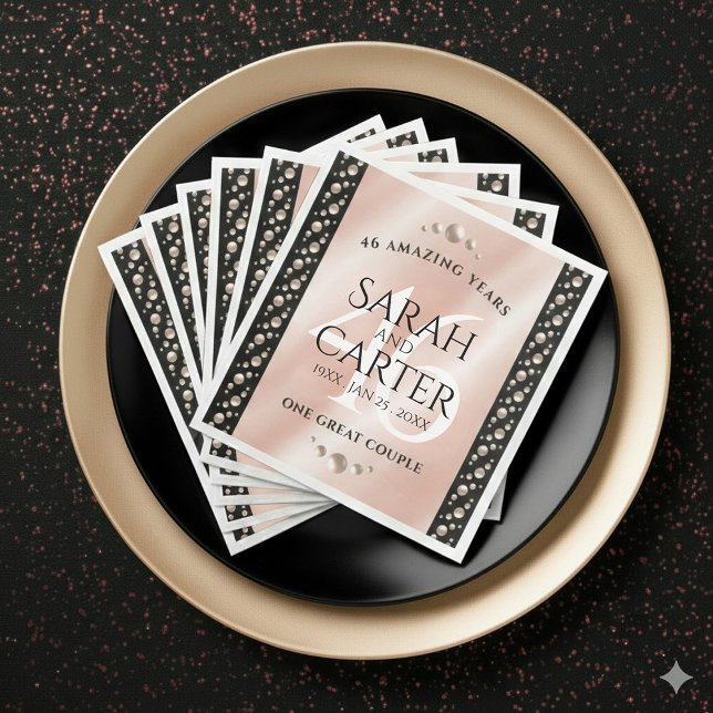 Elegante 46. Geburtstagsfeier der Perlen Serviette (Elegant 46th Pearl Wedding Anniversary Napkins Cover Photo)