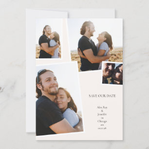 Elegante 4-Foto-Collage Hochzeit Save The Date