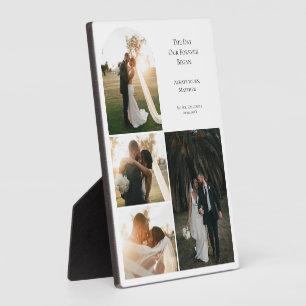 Elegante 4-Foto-Collage Paar Hochzeitstag Fotoplatte