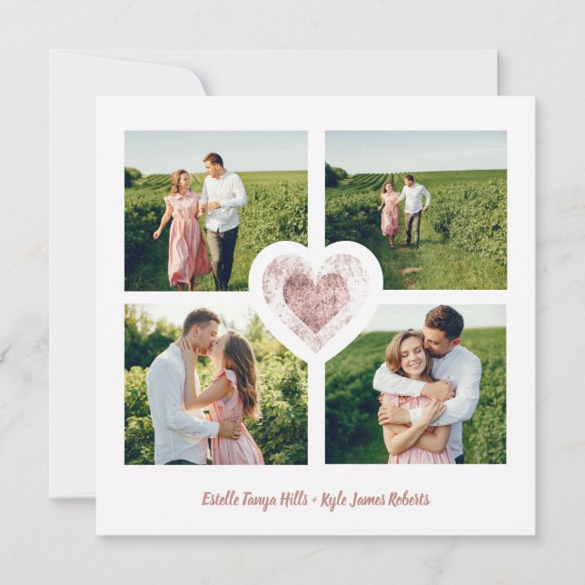 Elegante 4 Fotos Sofortige Verlobte Sitzungsperiod Save The Date (Vorderseite)