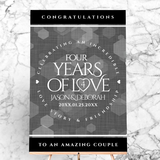 Elegante 4. Linen Hochzeitsfeier Acrylschild (Elegant 4th Linen Wedding Anniversary Acrylic Sign Cover Photo)