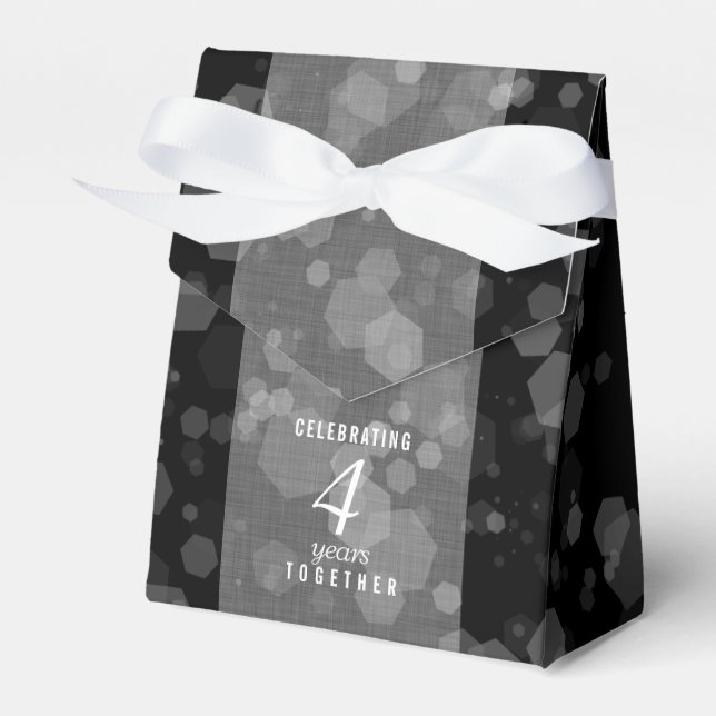 Elegante 4. Linen Hochzeitsfeier Geschenkschachtel (Vorderseite)