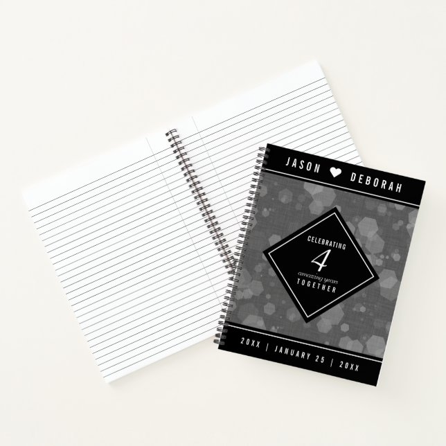 Elegante 4. Linen Hochzeitsfeier Notizbuch (Innenseite)