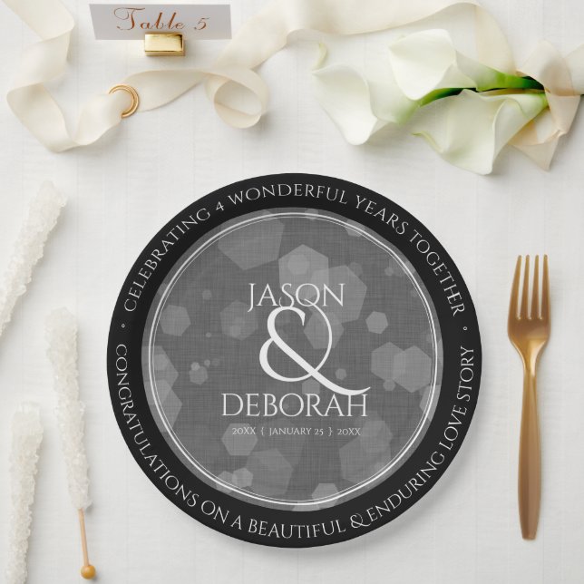Elegante 4. Linen Hochzeitsfeier Pappteller (Hochzeit)