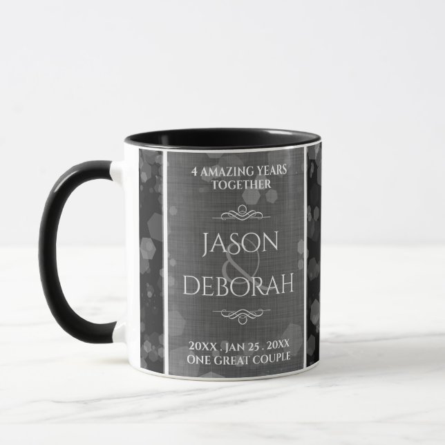 Elegante 4. Linen Hochzeitsfeier Tasse (Links)