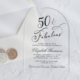 Elegante 50. Geburtstagsfeier Acryleinladungen
