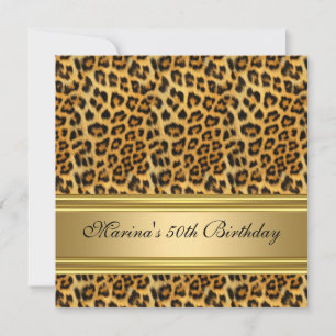 Elegante 50. Geburtstagsfeier Schwarz Gold Gepard Einladung
