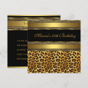 Elegante 50. Geburtstagsfeier Schwarz Gold Gepard  Einladung