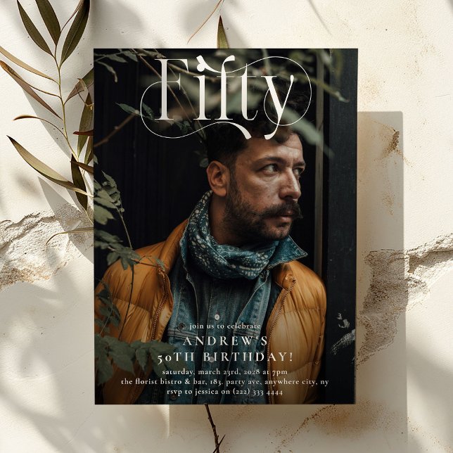 Elegante 50. Geburtstagsparty im Foto Einladung (Von Creator hochgeladen)