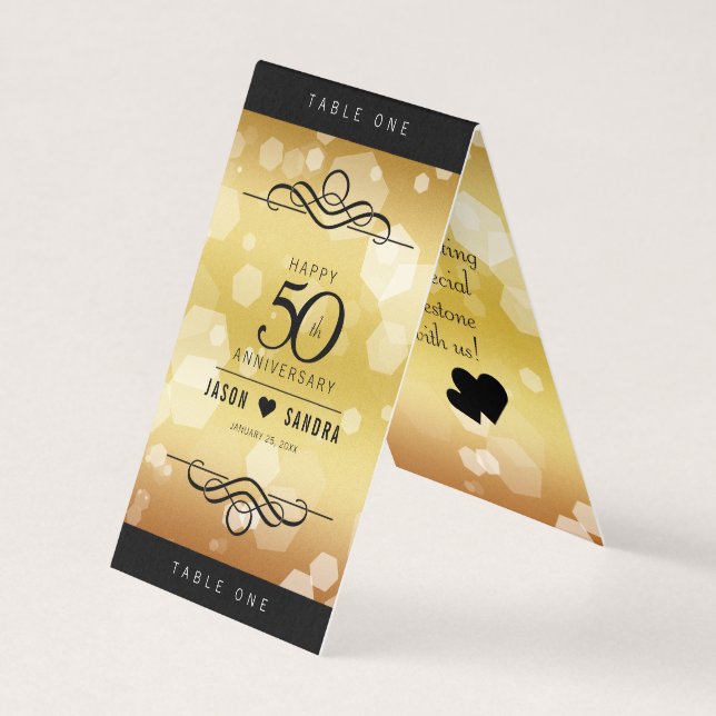 Elegante 50. Golden Wedding Anniversary Table Card (Vorderseite)