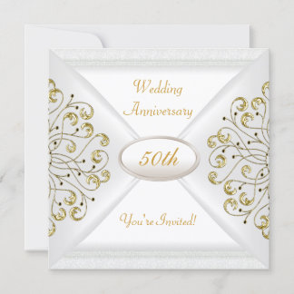 Elegante 50. Hochzeitsjubiläum Weißgold Einladung