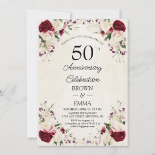 Elegante 50. Hochzeitsjubiläums-Blumenfeier Einladung