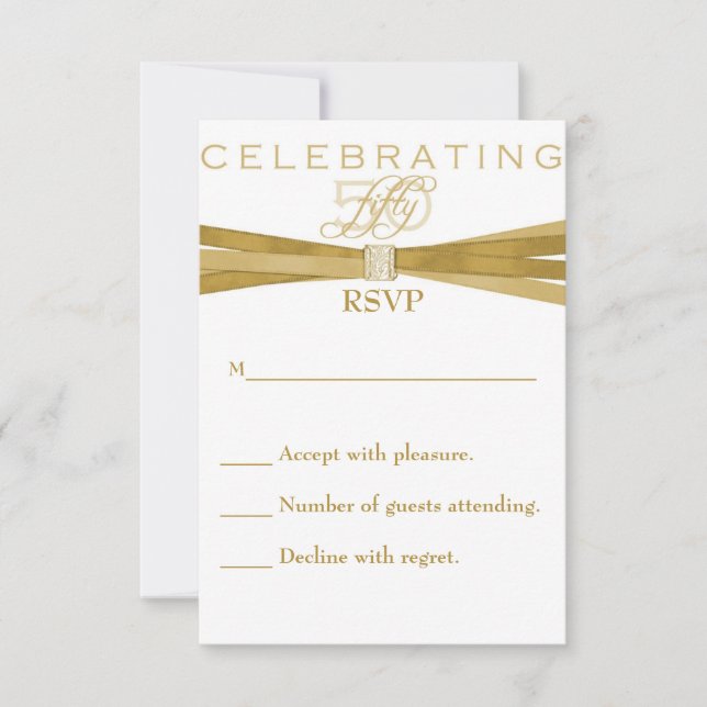 Elégante 50e anniversaire Invitations Fête Carte R (Devant)