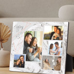 Elegante 5 Foto Collage Lounge Fotoplatte<br><div class="desc">Elegante Foto-Plakette, die Sie mit 5 Ihrer Lieblings-Fotos personalisieren können. Die Vorlage ist für Sie bereit, um Ihre Fotos hinzuzufügen, die von verlassen nach rechts arbeiten. Ihre Fotos sind Set gegen einen modernen grauen und weißen Marmor mit einem stilvollen geometrischen Design in Grau und Korallen. Der Wortlaut lautet "Leben mit...</div>