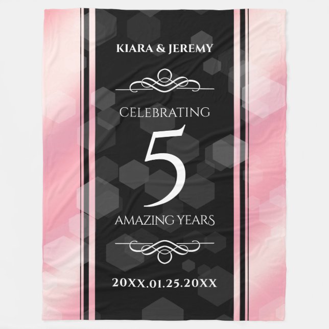 Elegante 5. Rose Quartz Hochzeitstag Fleecedecke (Vorderseite)