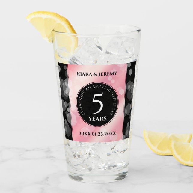 Elegante 5. Rose Quartz Hochzeitstag Glas (Vorderseite Ice)